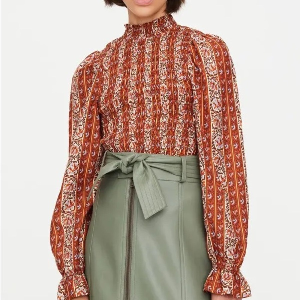 Marie Oliver Glennon Top, Sedona‎ Stripe Rust Cinched Smock Balloon
